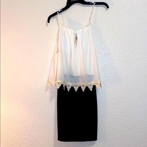 Black and white dress with white lace detailing